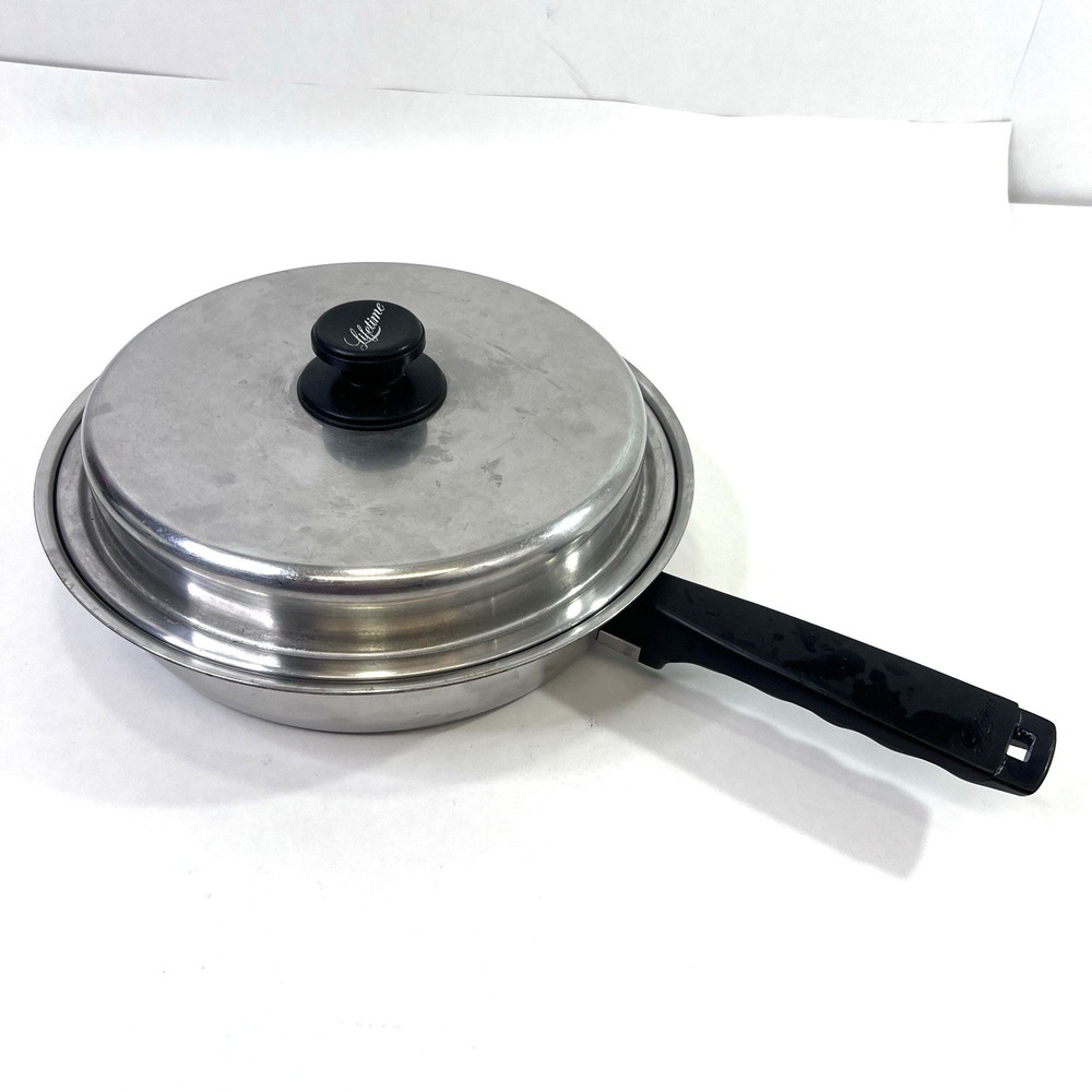 Lifetime 18-8 Stainless Steel 10 Inch Skillet Fry Pan USA With Lid Heavy Durable